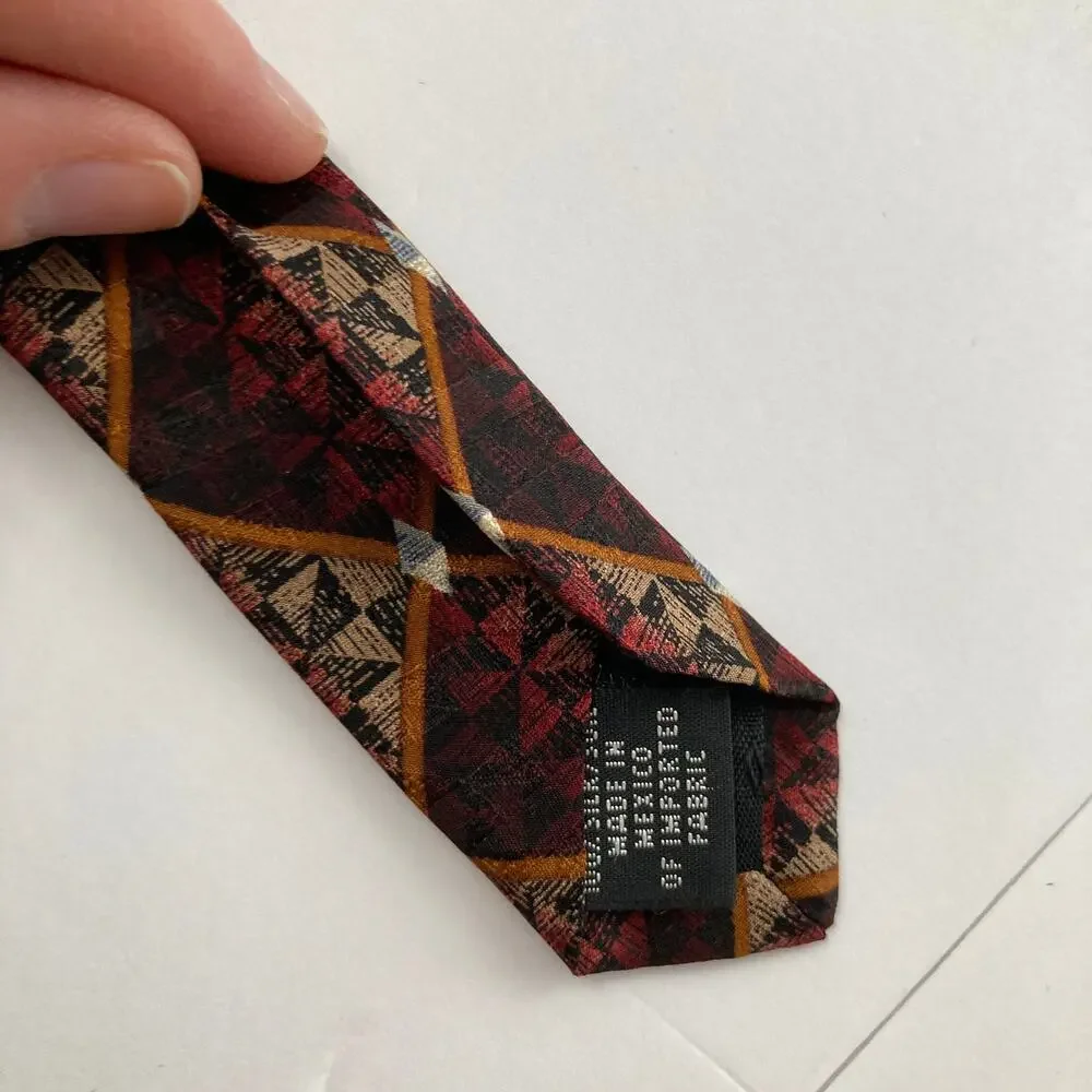 Vintage Deadstock Oscar de la Renta Neckwear 100% Silk Geometric Print Wide Tie
